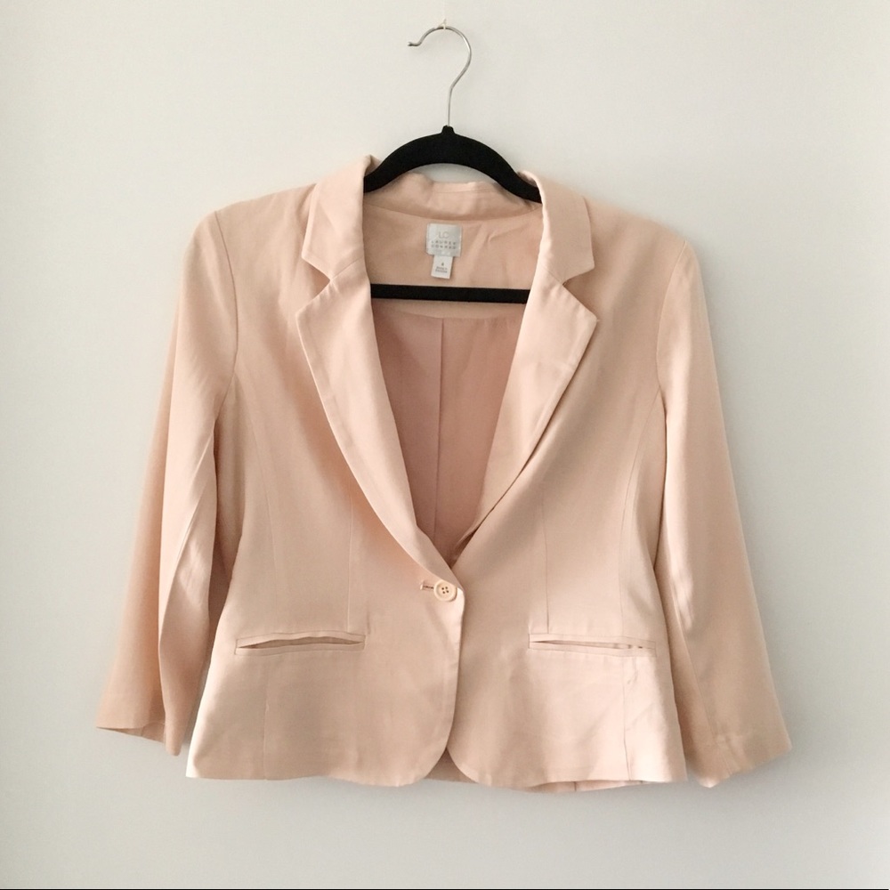 LC Lauren Conrad Blush Pink Bow Cropped Blazer